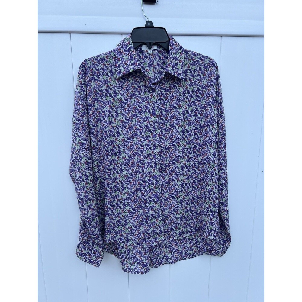 Better Be Womens Button Up Floral Colorful Long Sleeve Medium Lightweight